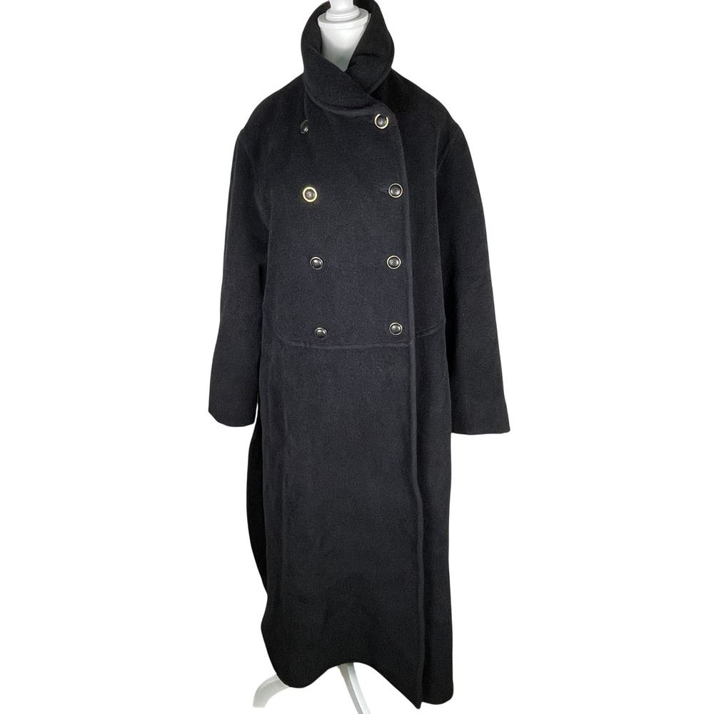 Sonia Rykiel Long Alpaca Wool Coat Womens L Black EUC Double Breasted France